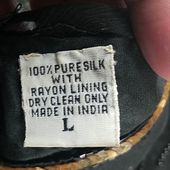 Lawrence Kazar, Black and Gold Sequined top, Sz L - Picture 5 of 8